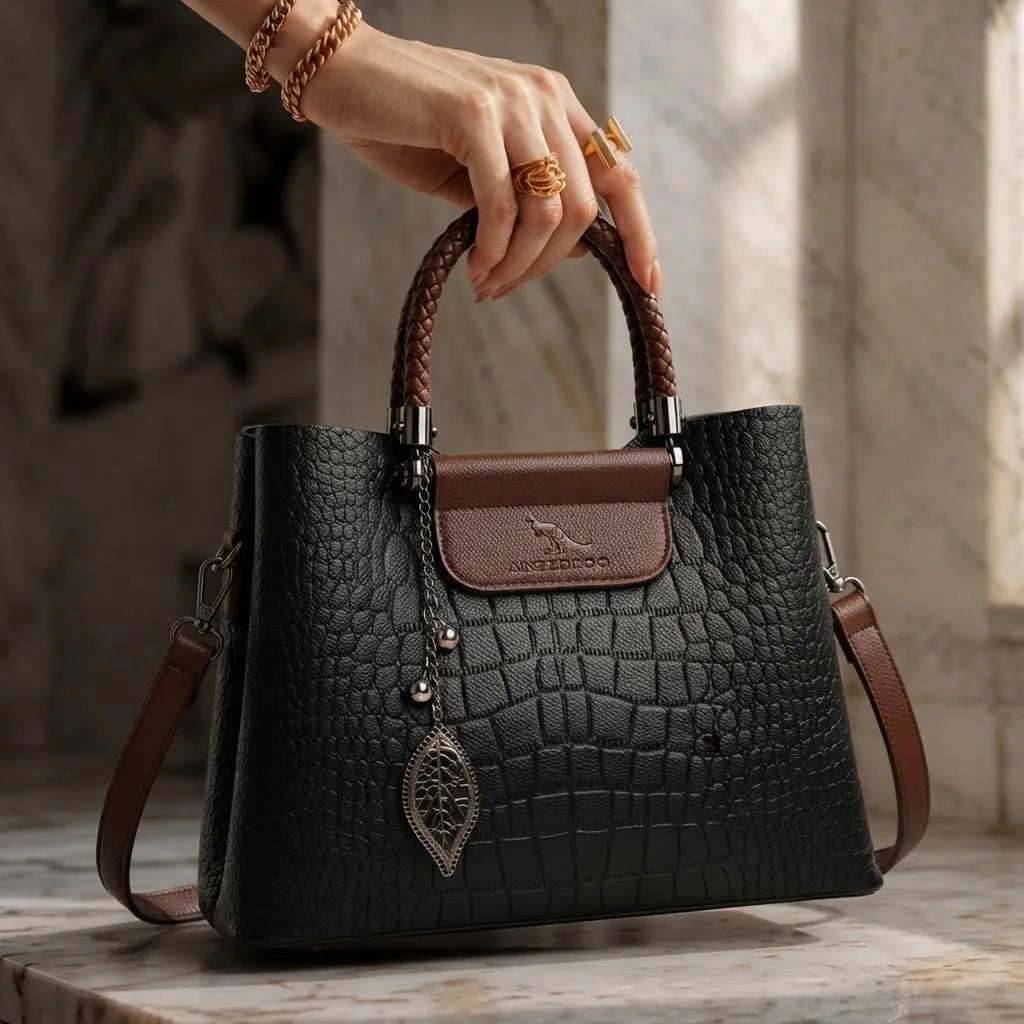 L'Éloriée Gegraveerde Vintage Leren Tas