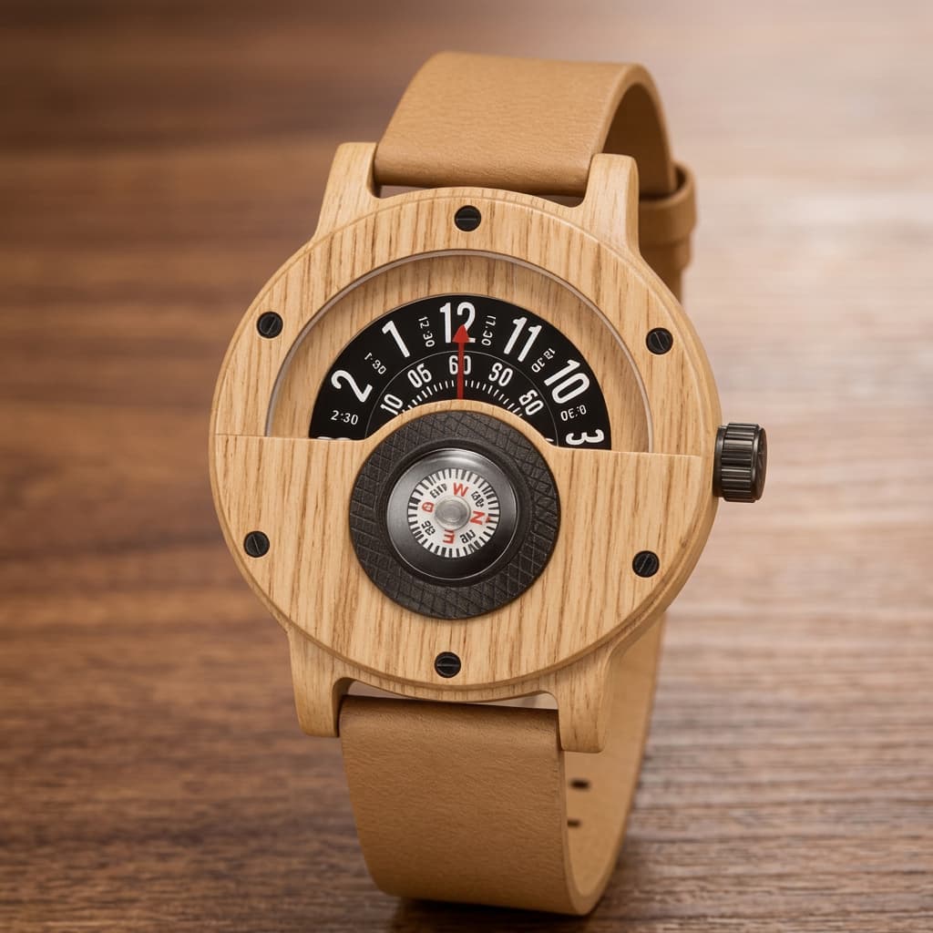 Boreale Walnoot Houten Horloge