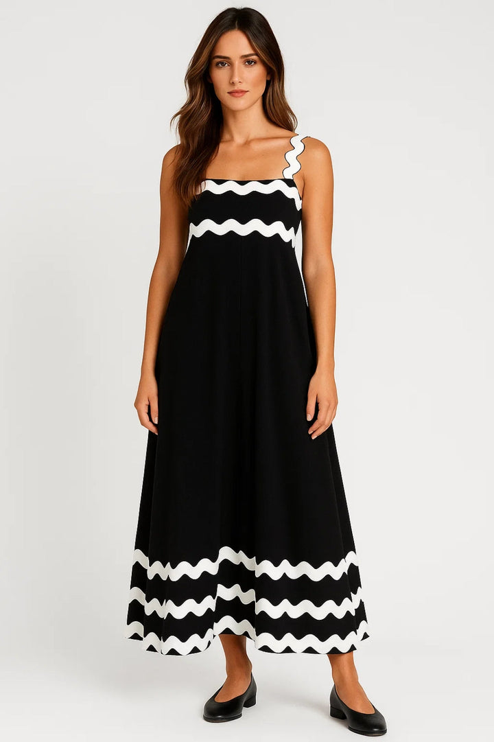 Maxi Jurk Dames - Bandjes met Golvende Bies | Zomer