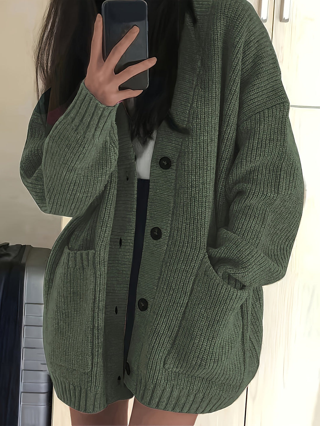 Maisie | Ontspannen Knopen-Voorkant Cardigan