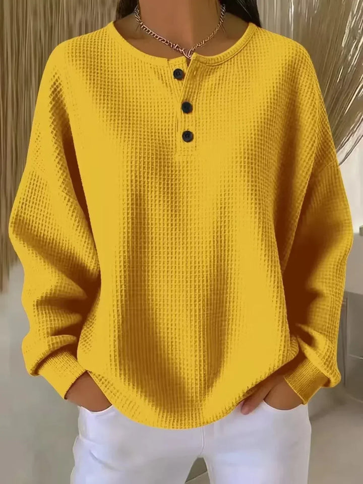 Anne - Gezellig Sweatshirt met Wafelstructuur en Kraag