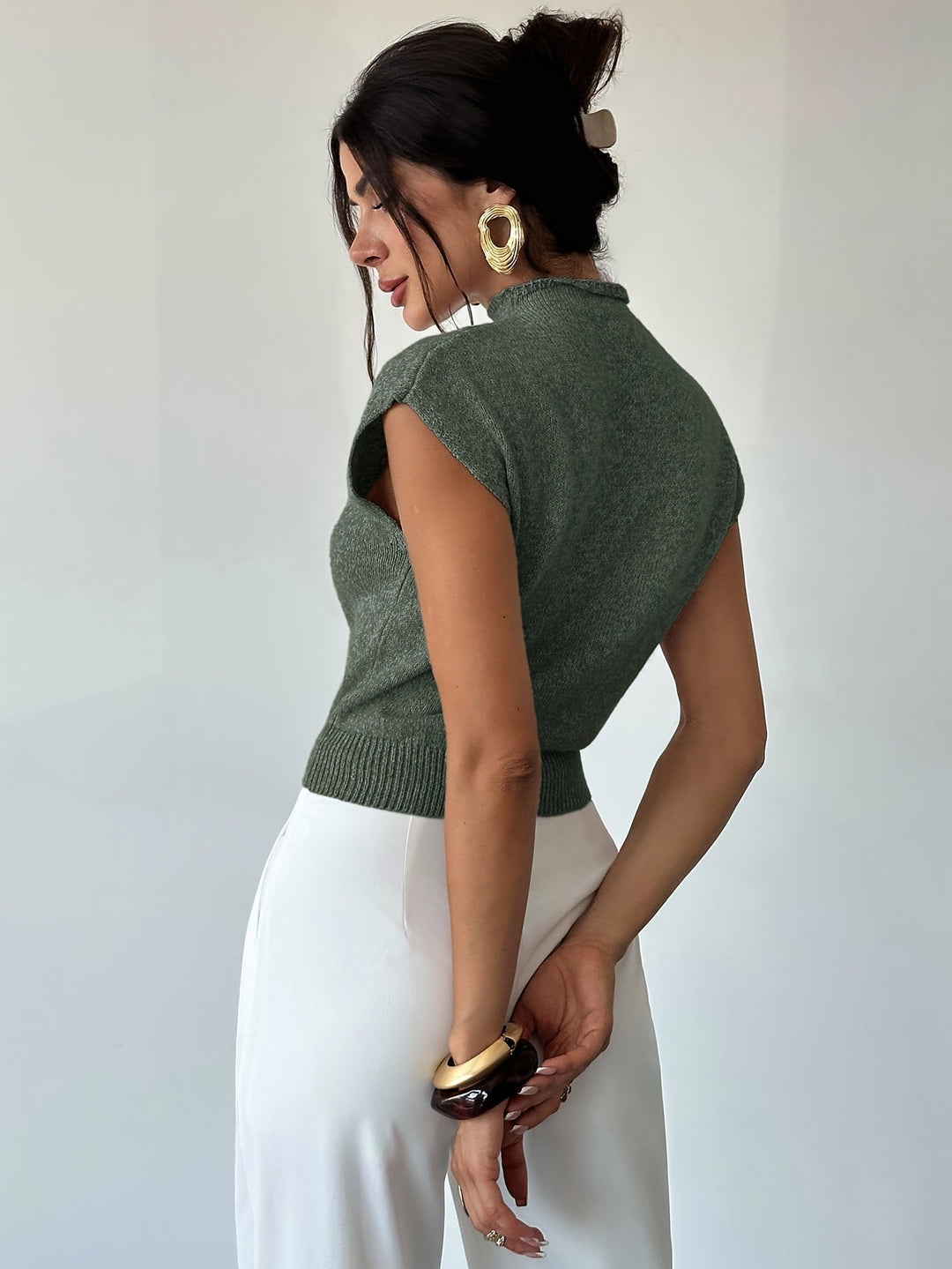 Claudia | Mock Neck Mouwloos Sweater Vest