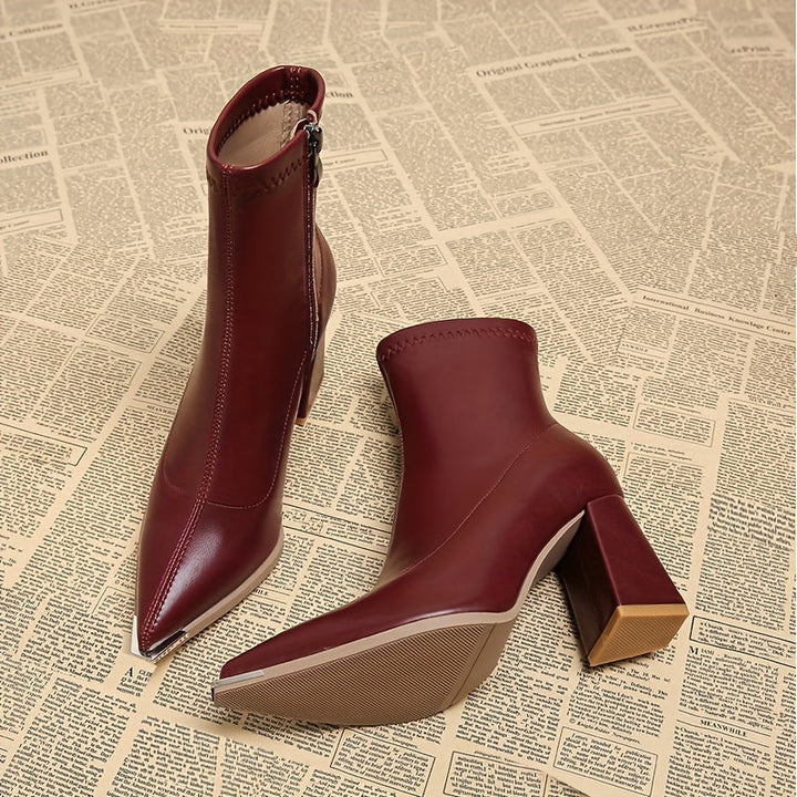 Josephine | Puntige Chunky Heel Enkellaarsjes