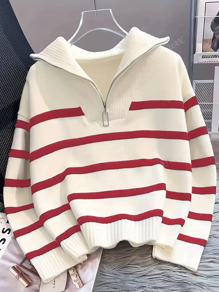 Sabina | Gestreepte Quarter-Zip Trui