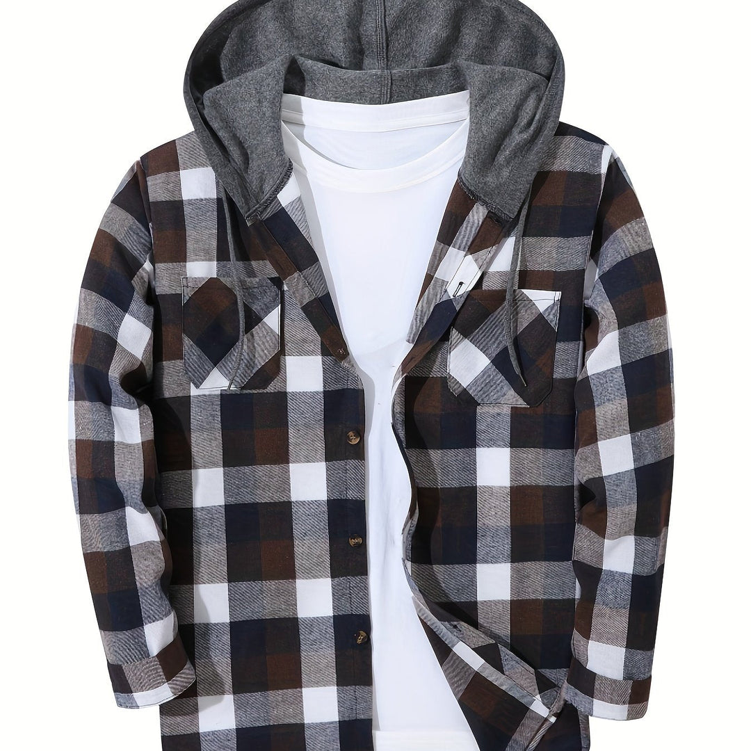 Braxton | Geruit Hooded Shirt