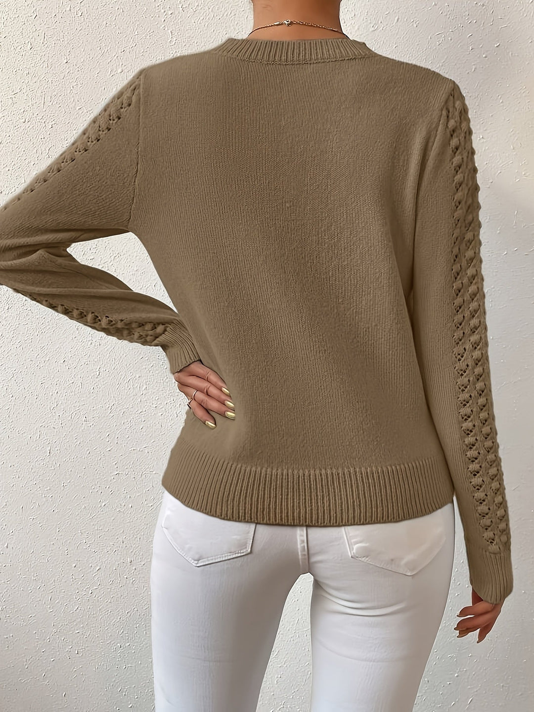 Aveline | Pointelle-Gebreide Ronde Hals Trui