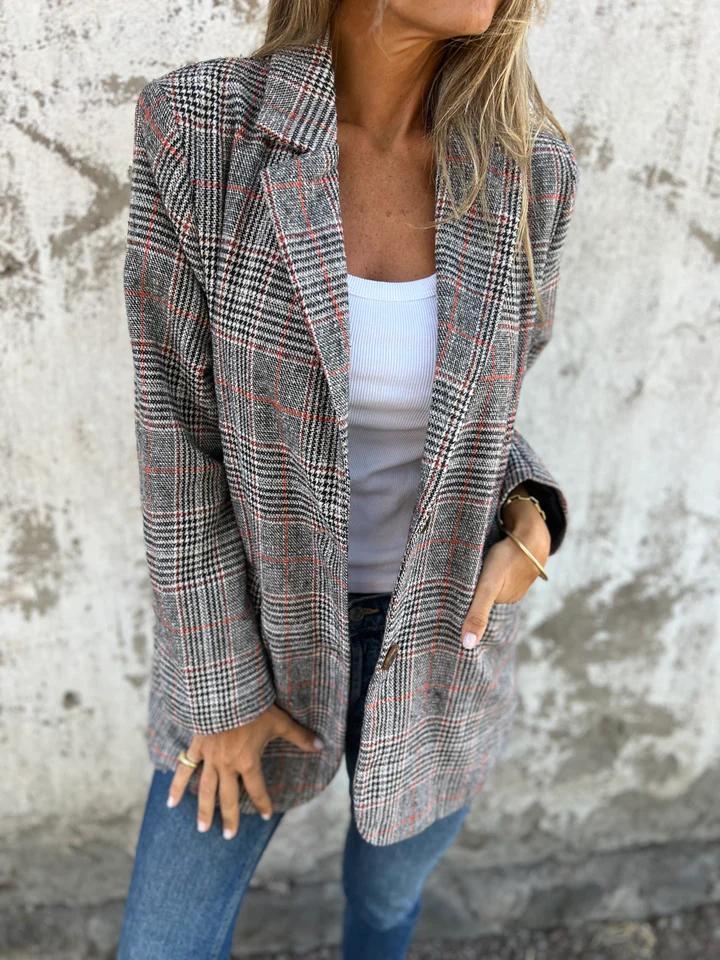 Vittoria - Casual Ruit Blazer Met Revers