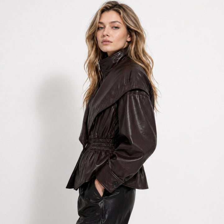 Agnes | Nonchalante Tailored Leren Jas met Notch-Lapel