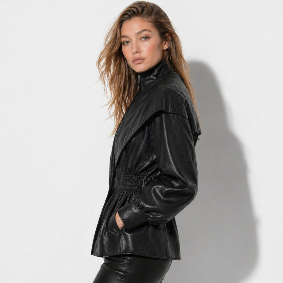 Agnes | Nonchalante Tailored Leren Jas met Notch-Lapel