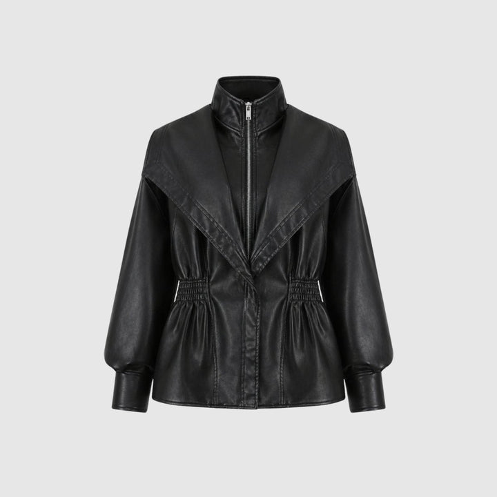 Agnes | Nonchalante Tailored Leren Jas met Notch-Lapel