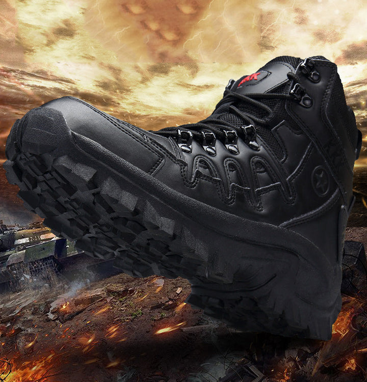 Alfredo | Zwarte militaire werklaarzen met antislip zool