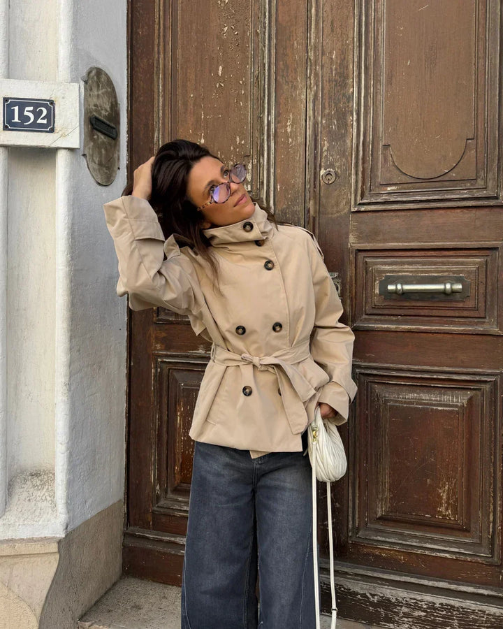 Veerle | Geknoopte High-Neck Poised Trench Coat