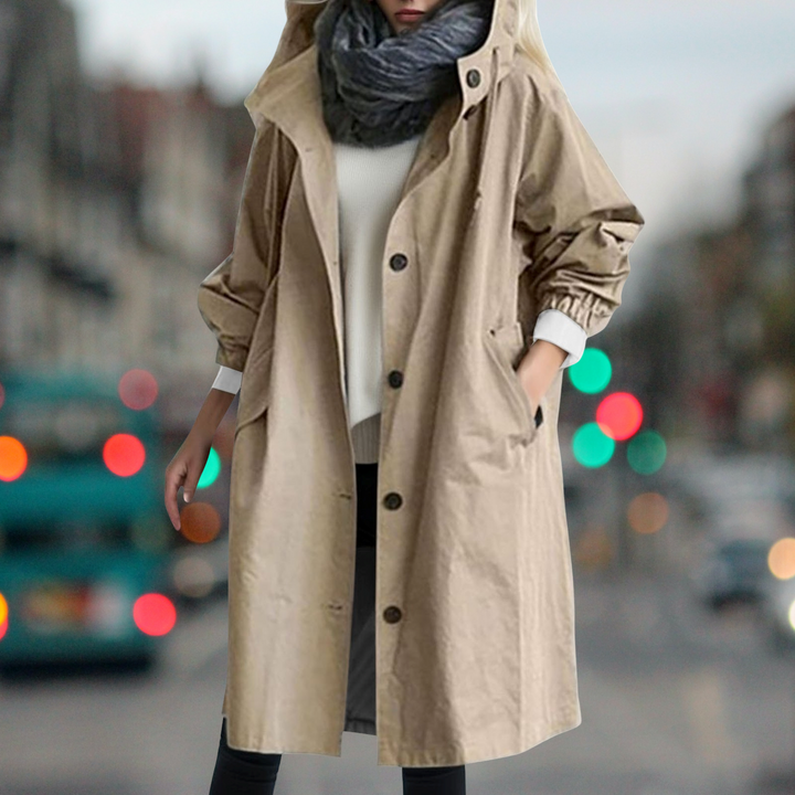Ambra | Fit-and-Flare Hooded Verfijnde Trenchcoat