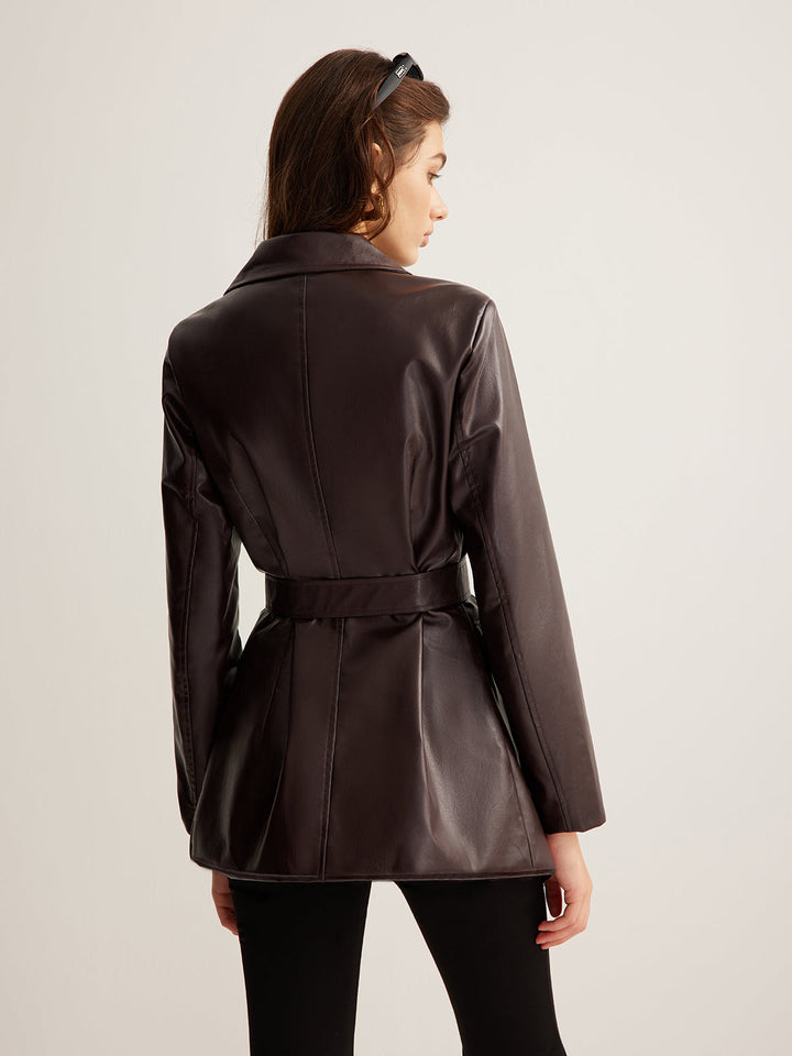 Amber | Geknoopte Elegante Leren Jas