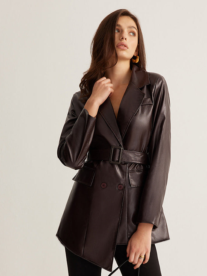 Amber | Geknoopte Elegante Leren Jas