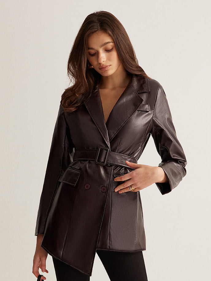 Amber | Geknoopte Elegante Leren Jas