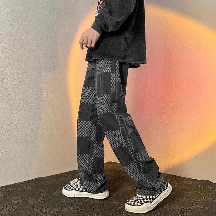 Arjen | Geruite Baggy Denim Broek voor Mannen