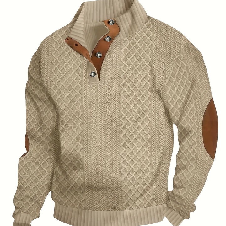 Ronan | Staande Kraag Knop Henley Trui