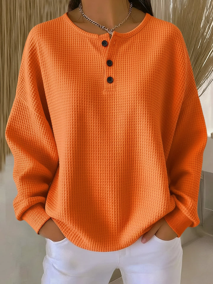 Anne - Gezellig Sweatshirt met Wafelstructuur en Kraag