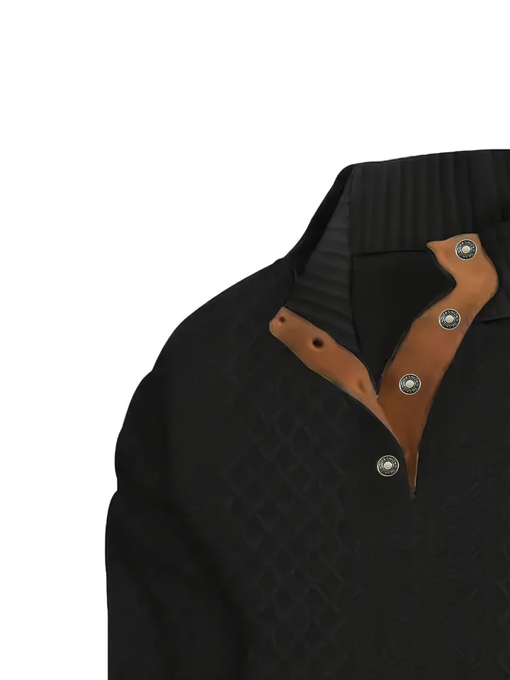 Ronan | Staande Kraag Knop Henley Trui