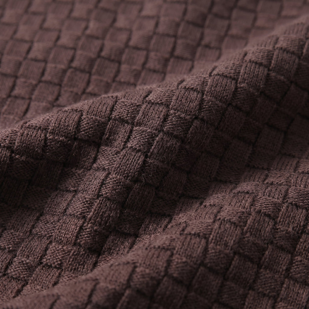 Basket Weave Knit T-Shirt Heren Crew Neck Zomer