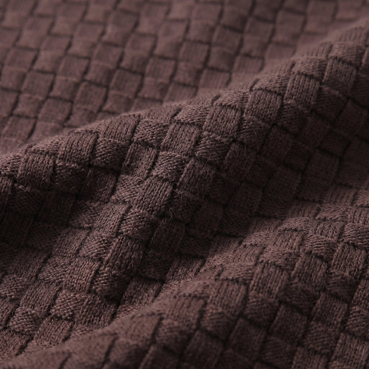 Basket Weave Knit T-Shirt Heren Crew Neck Zomer