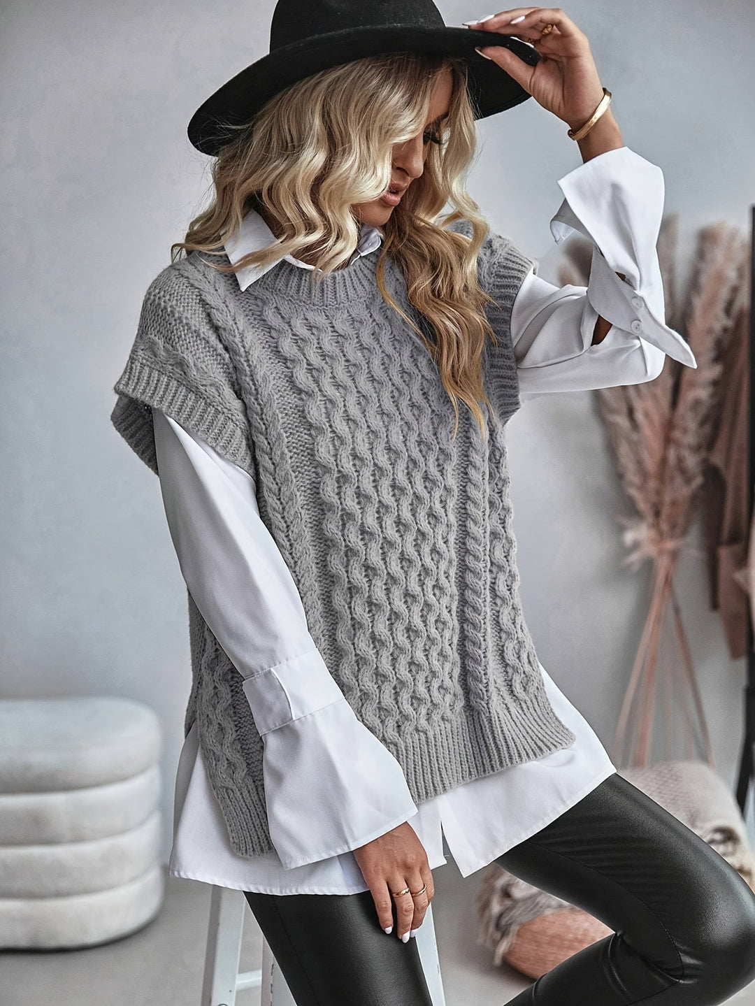Bridget | Gezellige Kabelgebreide Sweater Vest