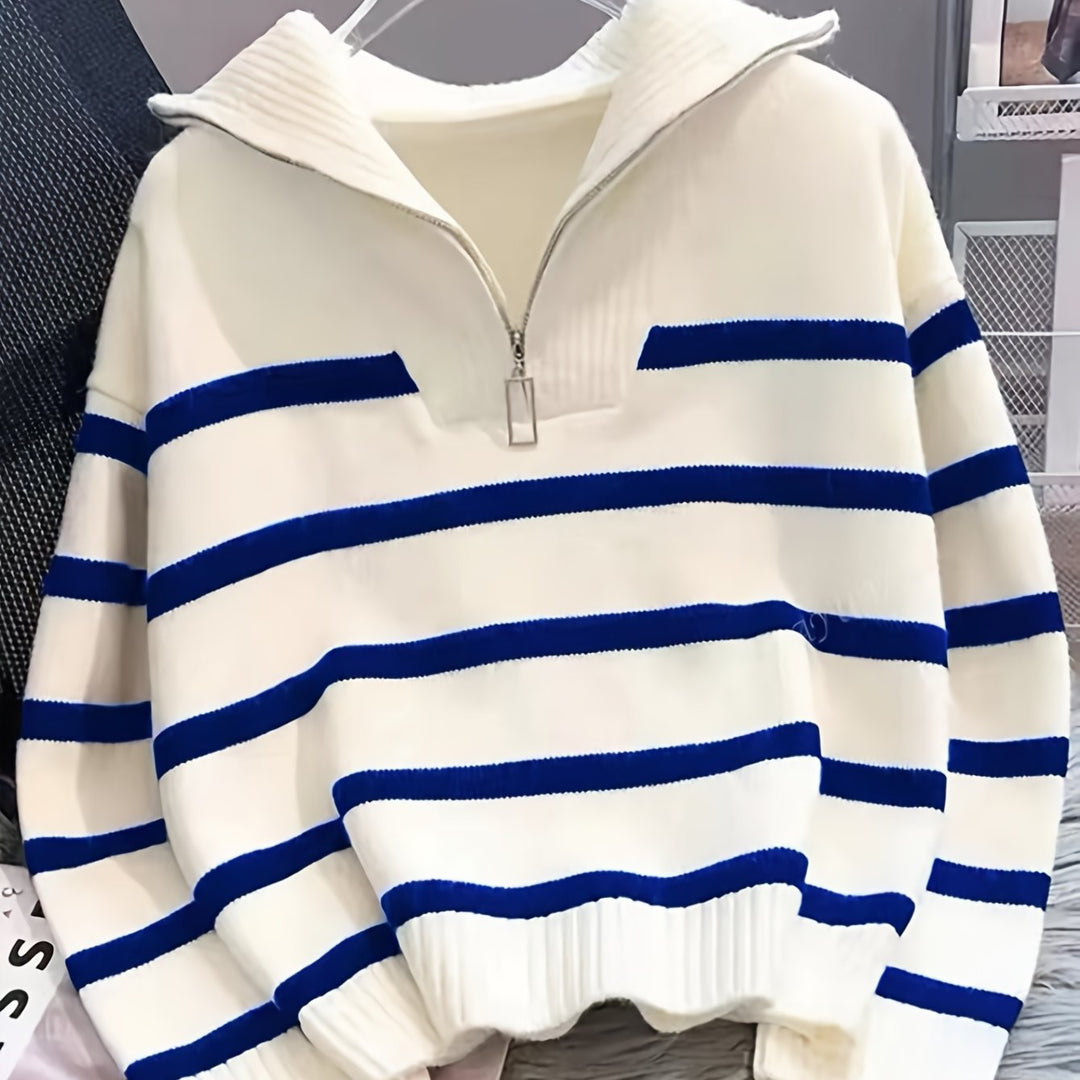 Sabina | Gestreepte Quarter-Zip Trui