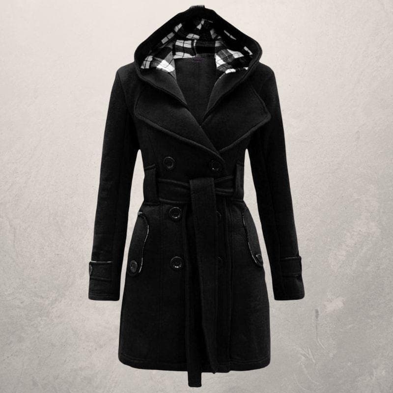 Hooded Belted Coat voor Gezellige Winterstijl