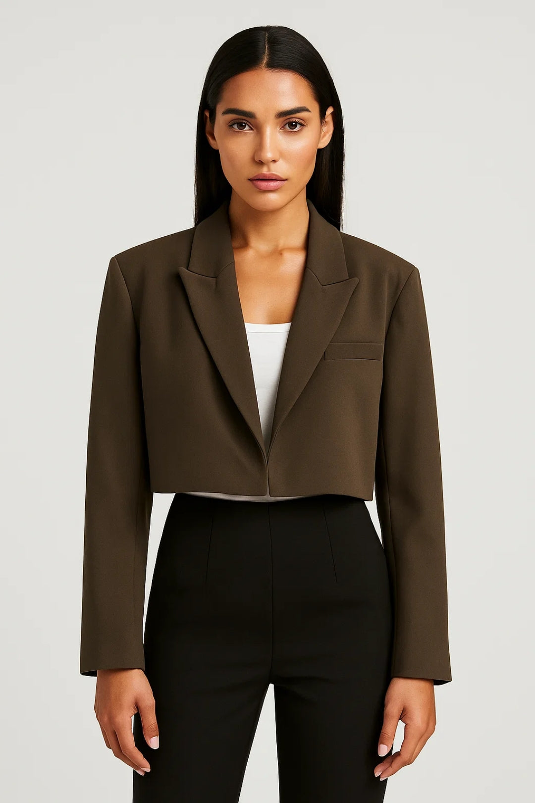 Blazer Dames Cropped Revers Kraag Getailleerd Casual Formeel