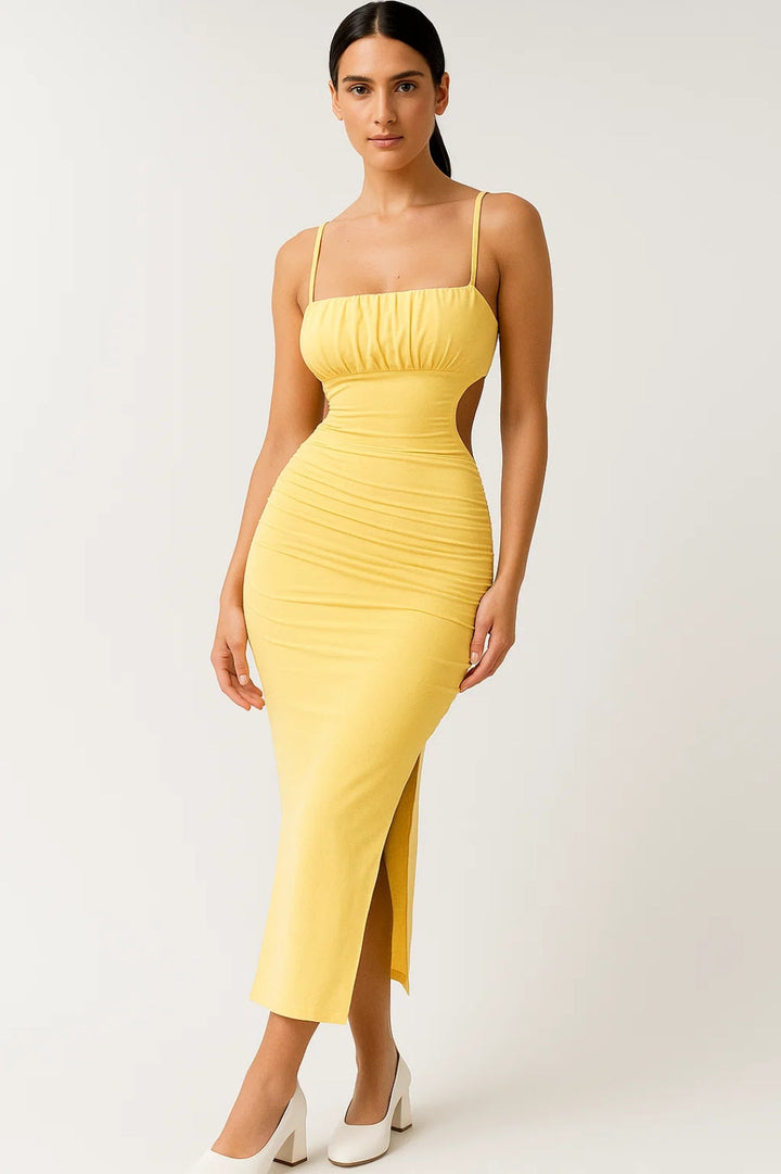 Bodycon Midi Jurk Dames Bandjes Zomer Casual