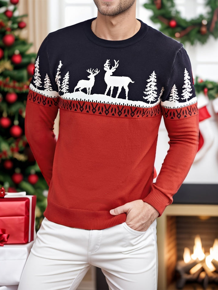 Bram | Feestelijke herentrui met kerst- en rendierprint