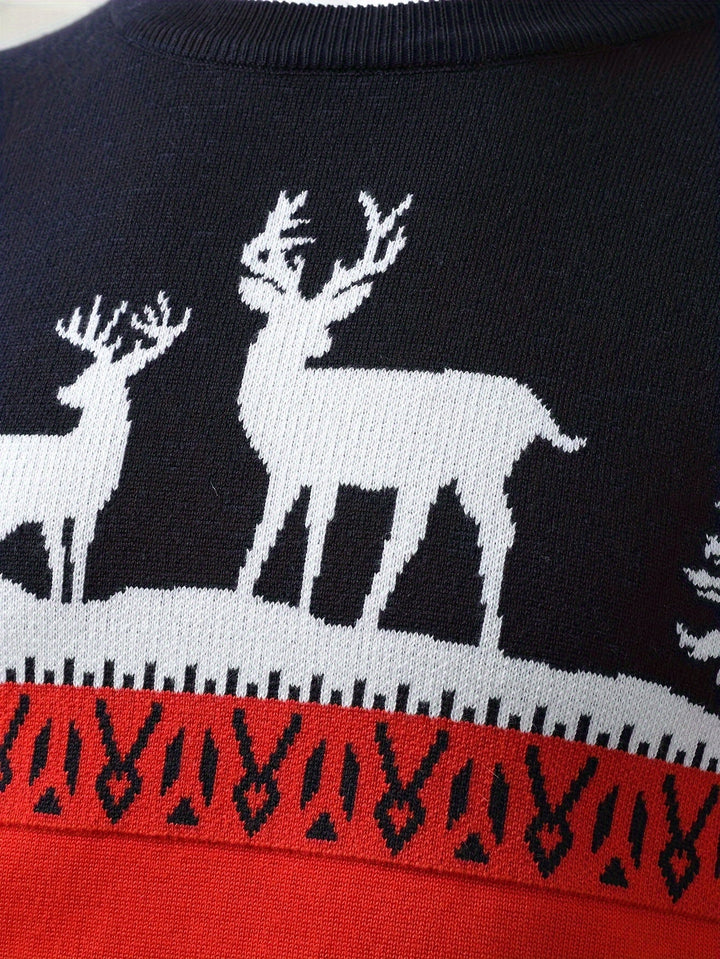 Bram | Feestelijke herentrui met kerst- en rendierprint