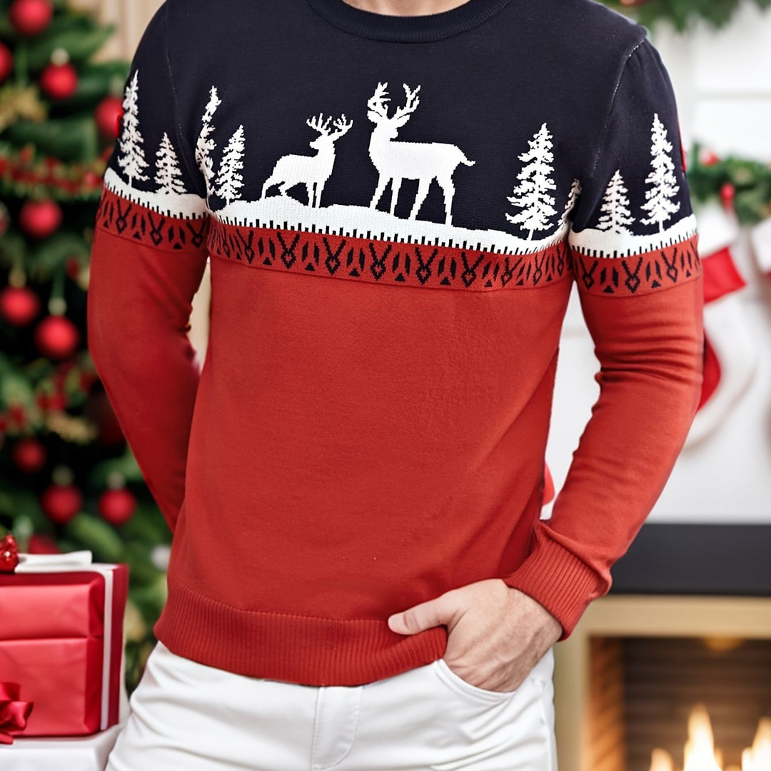 Bram | Feestelijke herentrui met kerst- en rendierprint