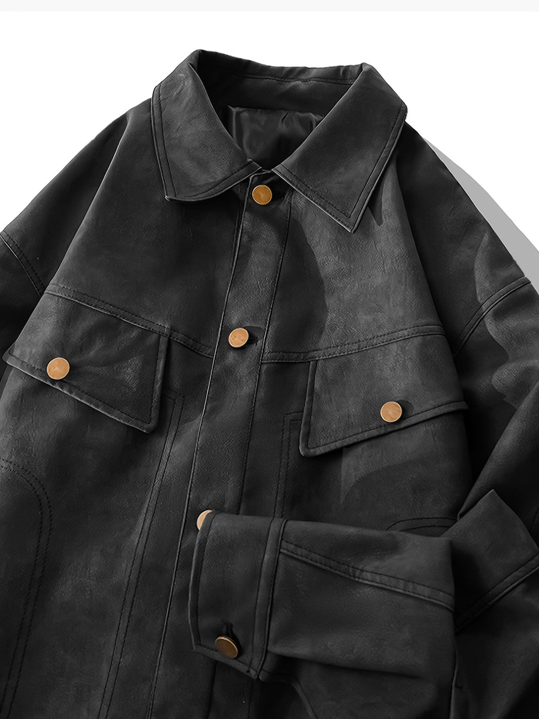 Bram | Trendy kunstlederen herenjas in casual biker stijl