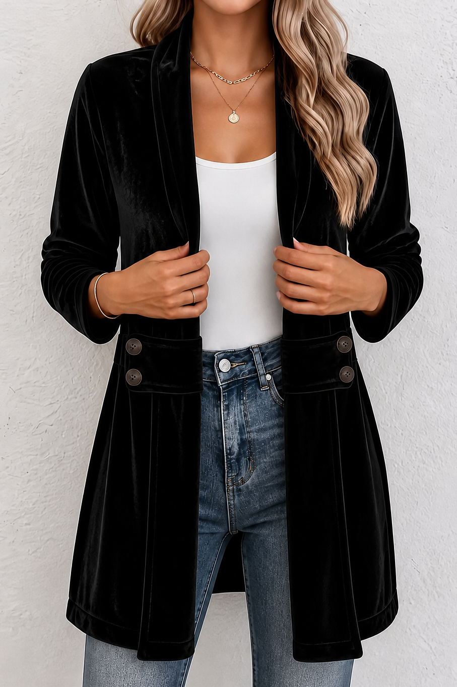 Velbourne – Dubbelzijdige Fluwelen-Look Cardigan
