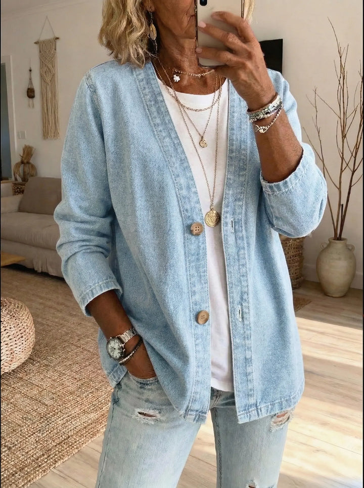 Dames Denim Cardigan met Knopen aan de Voorkant