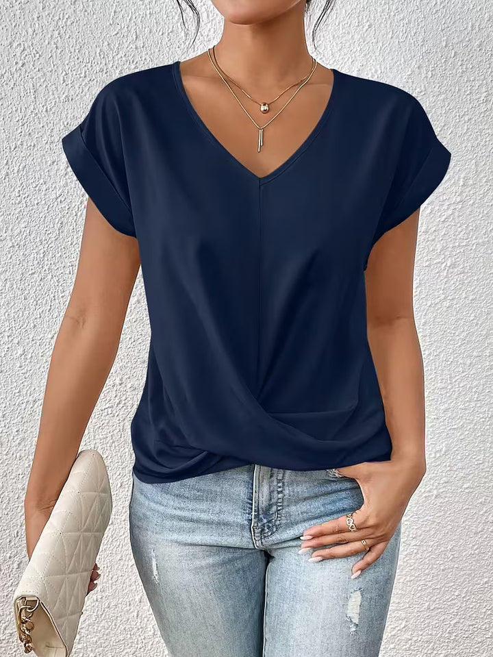 Elegante Top Met V Hals En Gedraaid Detail Voor Dames