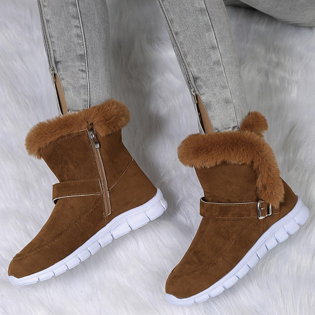 Nora | Gezellige Pluche Winterlaarzen met Bies