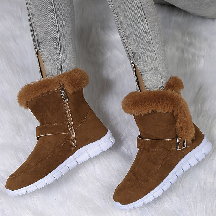 Nora | Gezellige Pluche Winterlaarzen met Bies