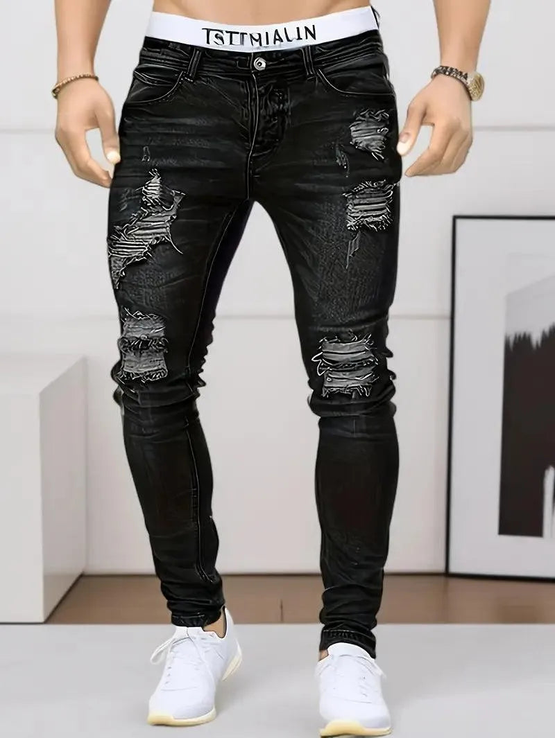 Casual Jeans Heren - Gescheurd - Hoogwaardig Denim - Ideaal voor Dagelijks Gebruik