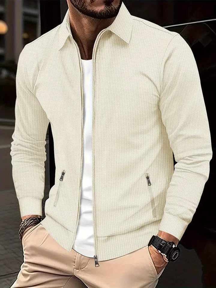 Heren Overshirt - Casual Chic - Textuur, Opstaande Kraag - Perfect voor Dagelijkse Gebruik