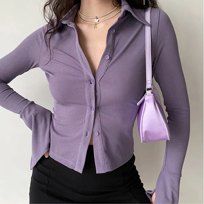 Vrouwen Enkelborstig Klokmouw Blouse