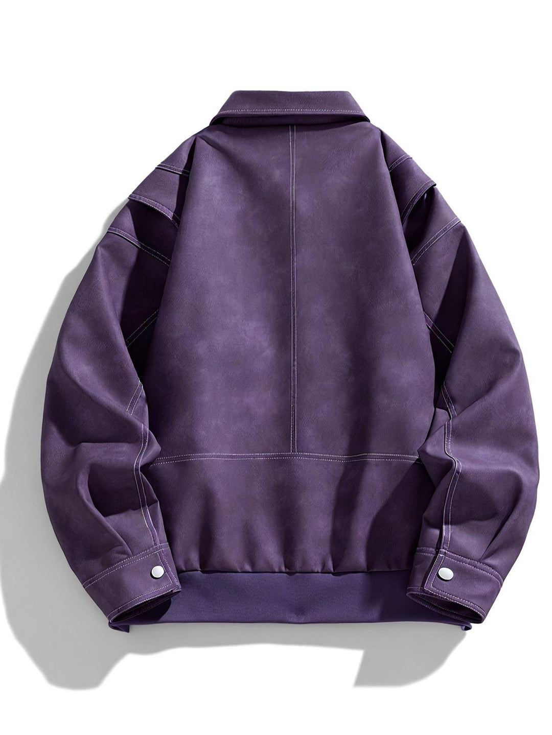 Cas | Heren casual kunstlederen jas met klep kraag & zakken