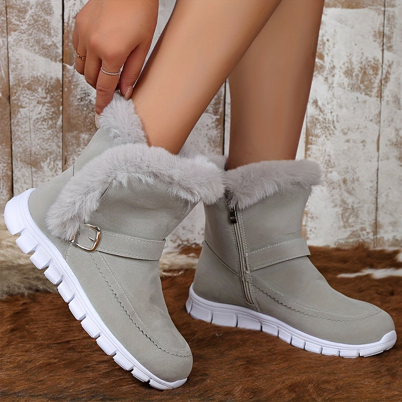 Nora | Gezellige Pluche Winterlaarzen met Bies