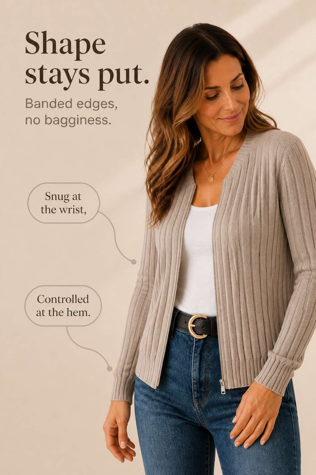 Rivknit – Geribde Gebreide Rits-Voorkant Cardigan