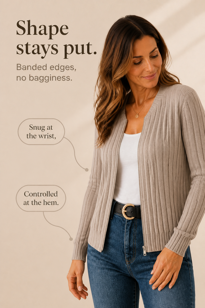 Rivknit – Geribde Gebreide Rits-Voorkant Cardigan