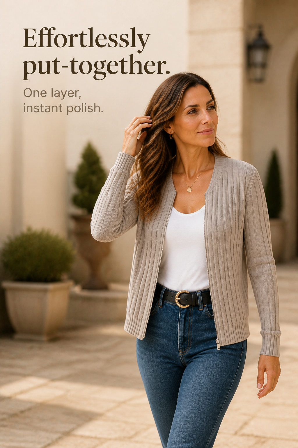 Rivknit – Geribde Gebreide Rits-Voorkant Cardigan
