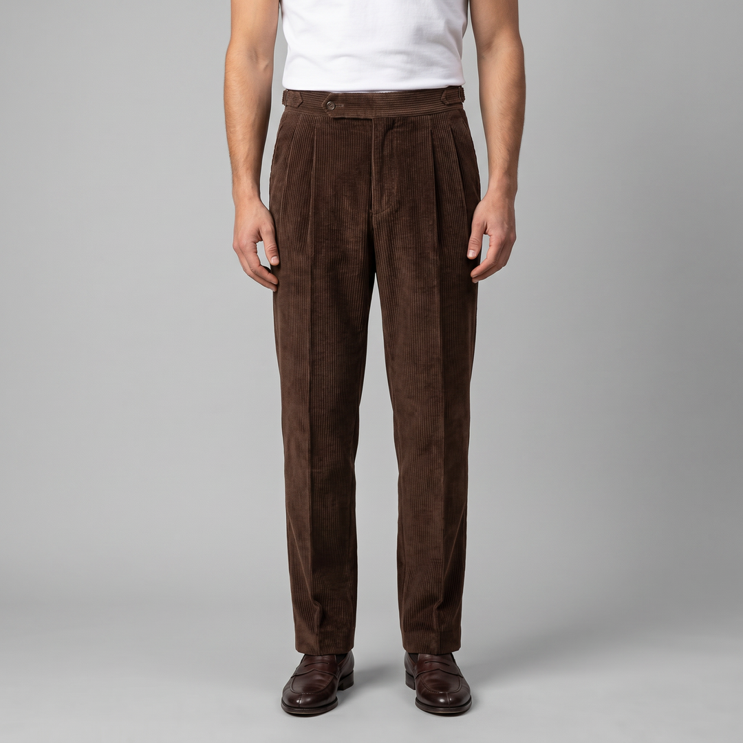 Corduroy Pleated Trousers Heren Klassiek Formeel