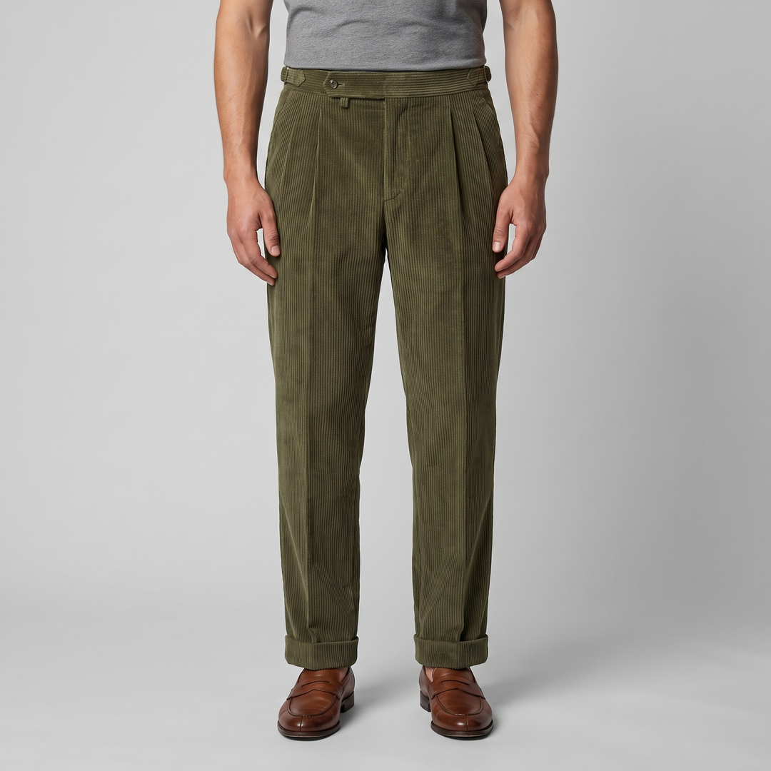 Corduroy Pleated Trousers Heren Klassiek Formeel